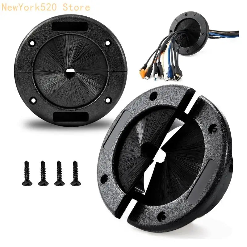 Round Brush Desk Grommet Cable Management Hole Cover 14.5cm
