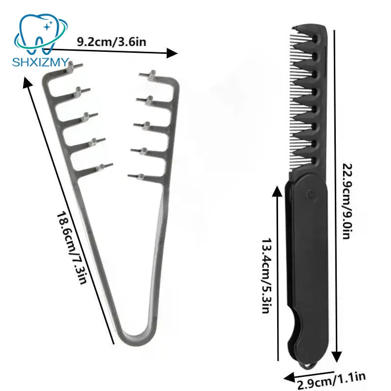 2-Pc Wide-Tooth Texture & Folding Hair Comb Set for Men