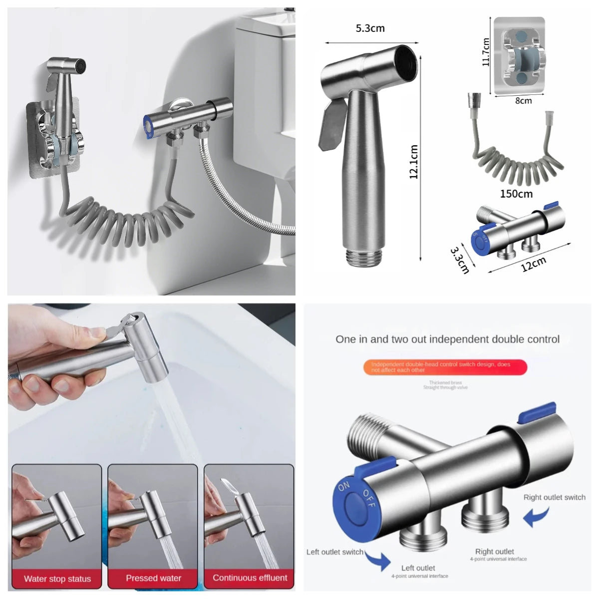 Stainless Steel Handheld Bidet Sprayer Set – Wall Mount