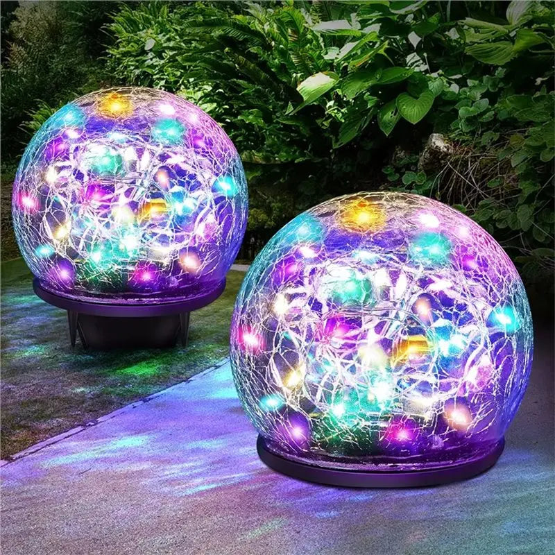 Solar Garden Ball Light – Cracked Glass Landscape Lamp 10cm