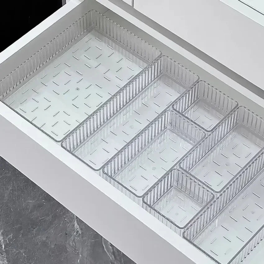 Clear Plastic Drawer Organizer Set – Desk & Bathroom Bins