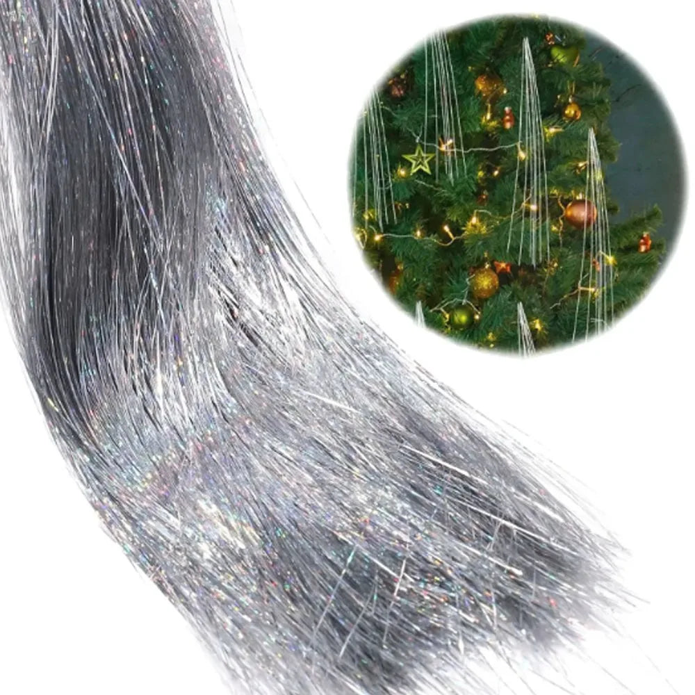 Christmas Tinsel Icicle Strands – Gold & Silver Foil Decor