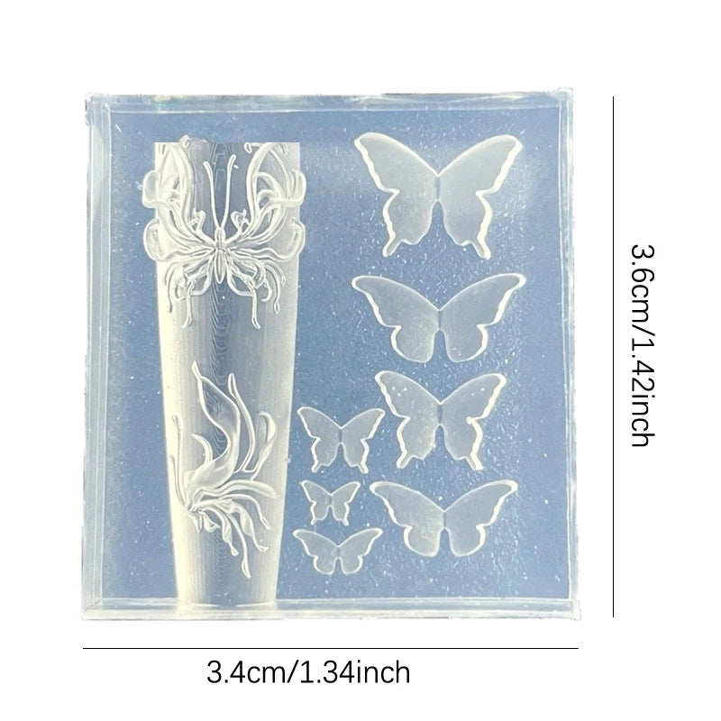 Butterfly Silicone Nail Art Carving Mold – DIY Manicure Stencil