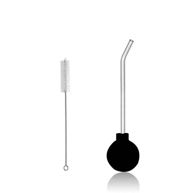 Silicone Irrigation Bulb Syringe with Curved Steel Tip & Brush