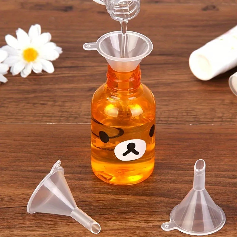 3-Pack Mini Clear Plastic Funnels for Bottles, Perfume & Crafts