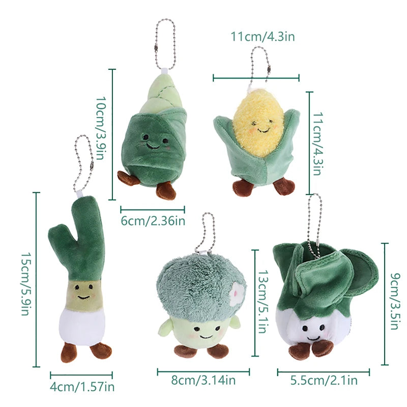 Vegetable Plush Toy Keychain – Cabbage Corn Broccoli Stuffed Doll