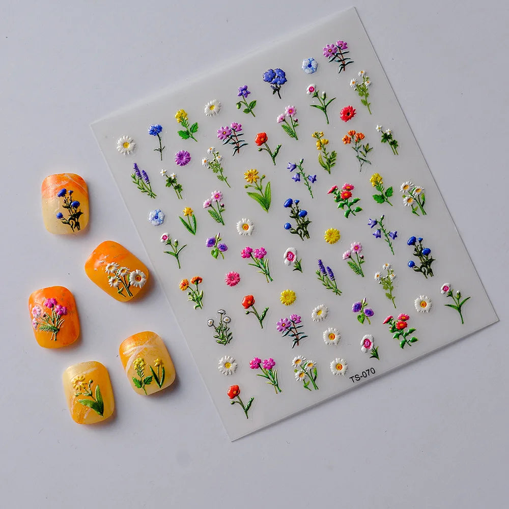 Lucky Clover Spring Flower Shining Self-Adhesive Nail Art Stickers