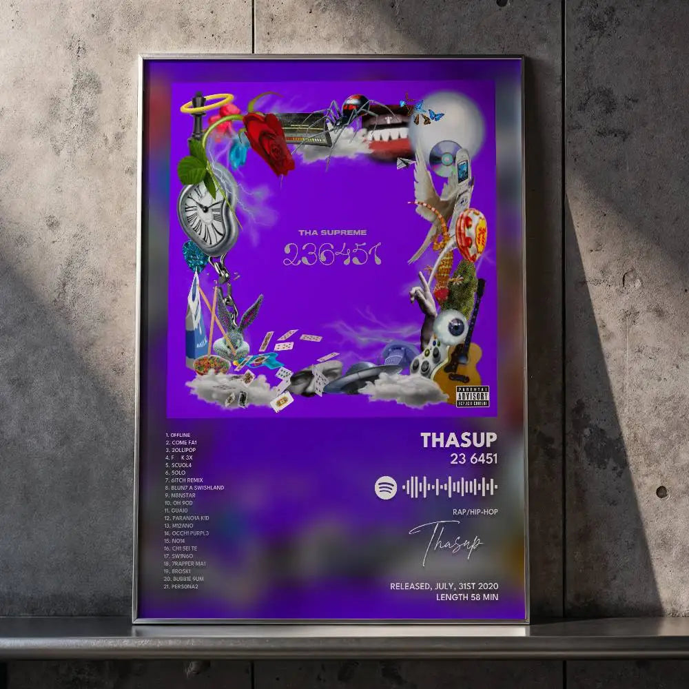 Thasup Self-Adhesive Art Poster Waterproof Wall Sticker Decor