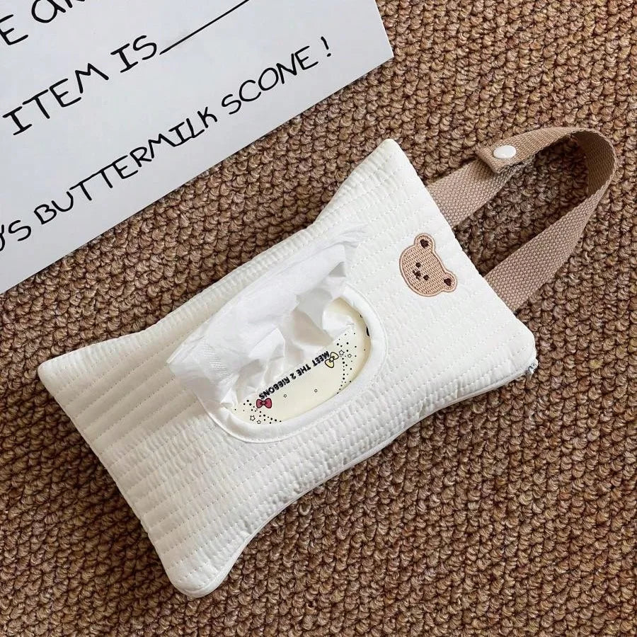 Cute Bear Car Hanging Tissue Box & Storage Bag | Flannel