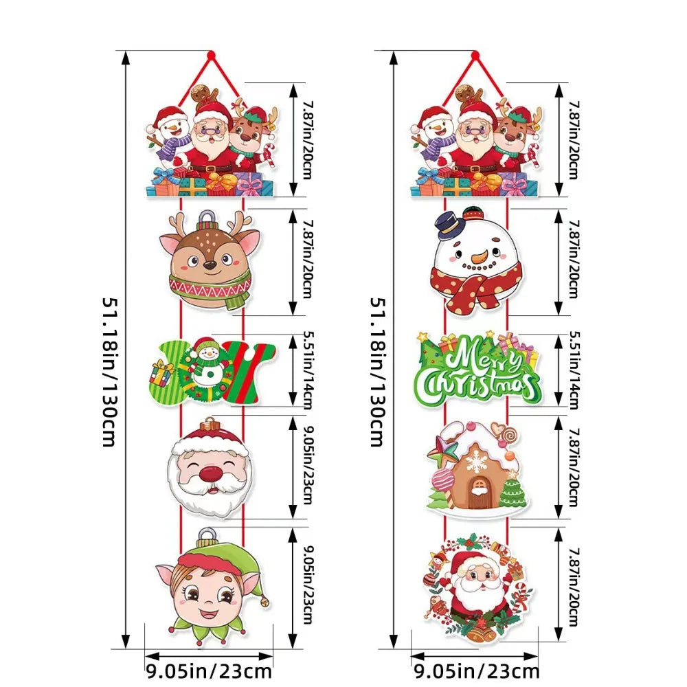 Merry Christmas Door Hanger – Santa Cartoon Xmas Decor