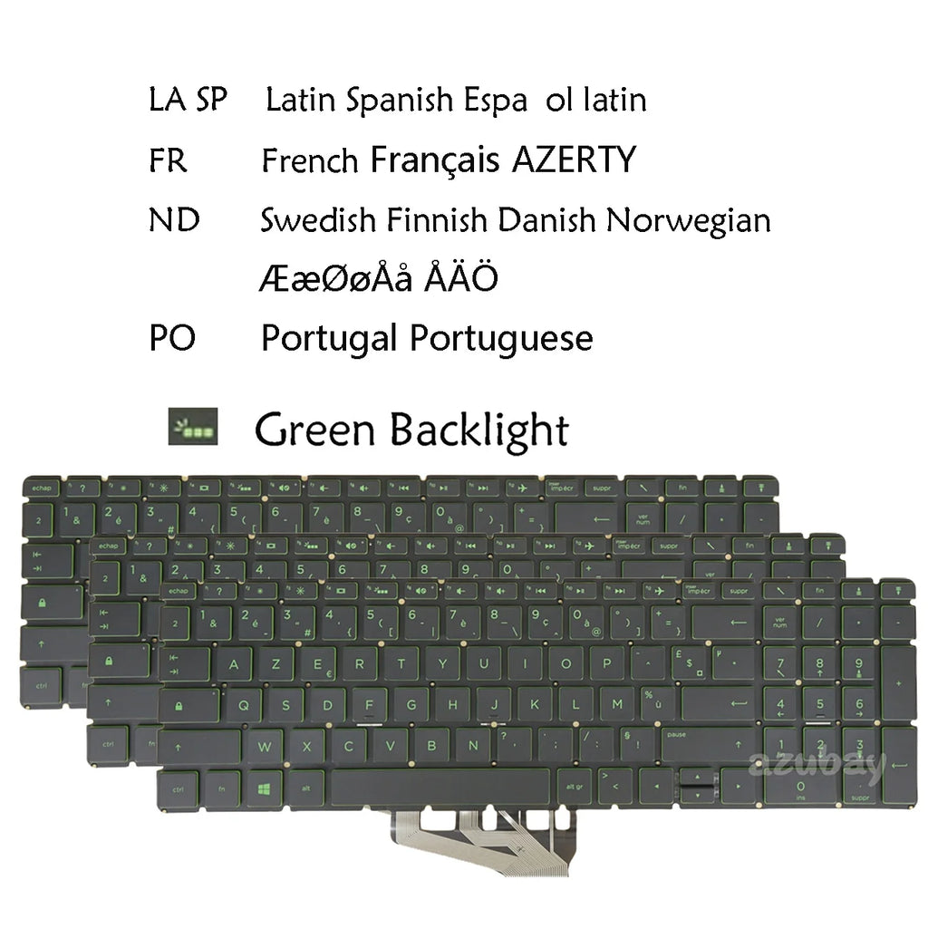 Green Backlit Keyboard for HP 15-bs000 15-bw000 – Multi-Layout