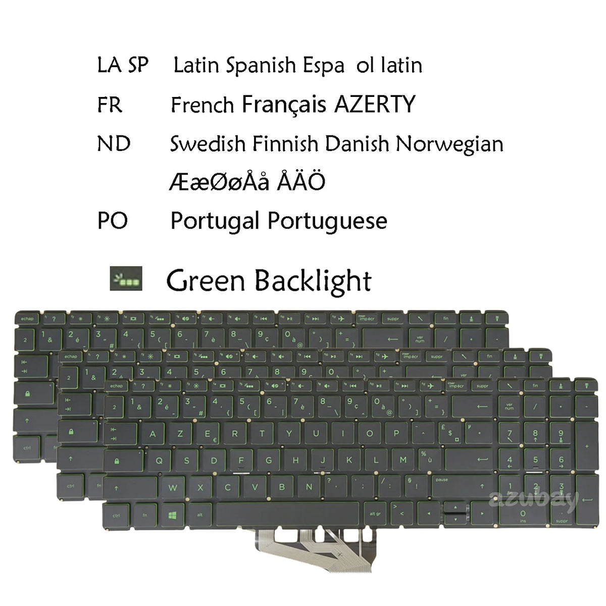 Green Backlit Keyboard for HP 15-bs000 15-bw000 – Multi-Layout
