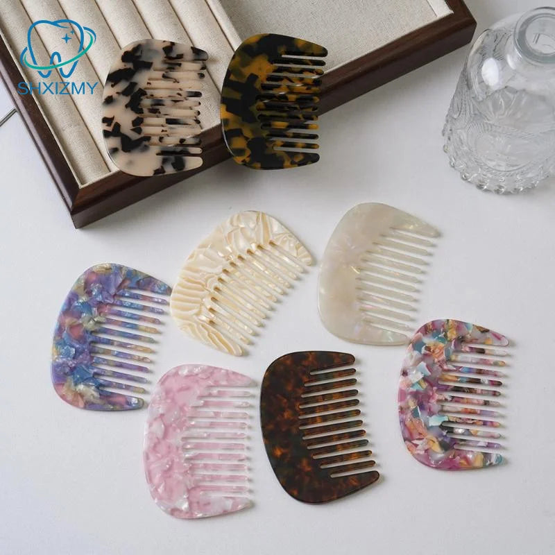 Marbled Cellulose Acetate Wide Tooth Comb – Anti-Static