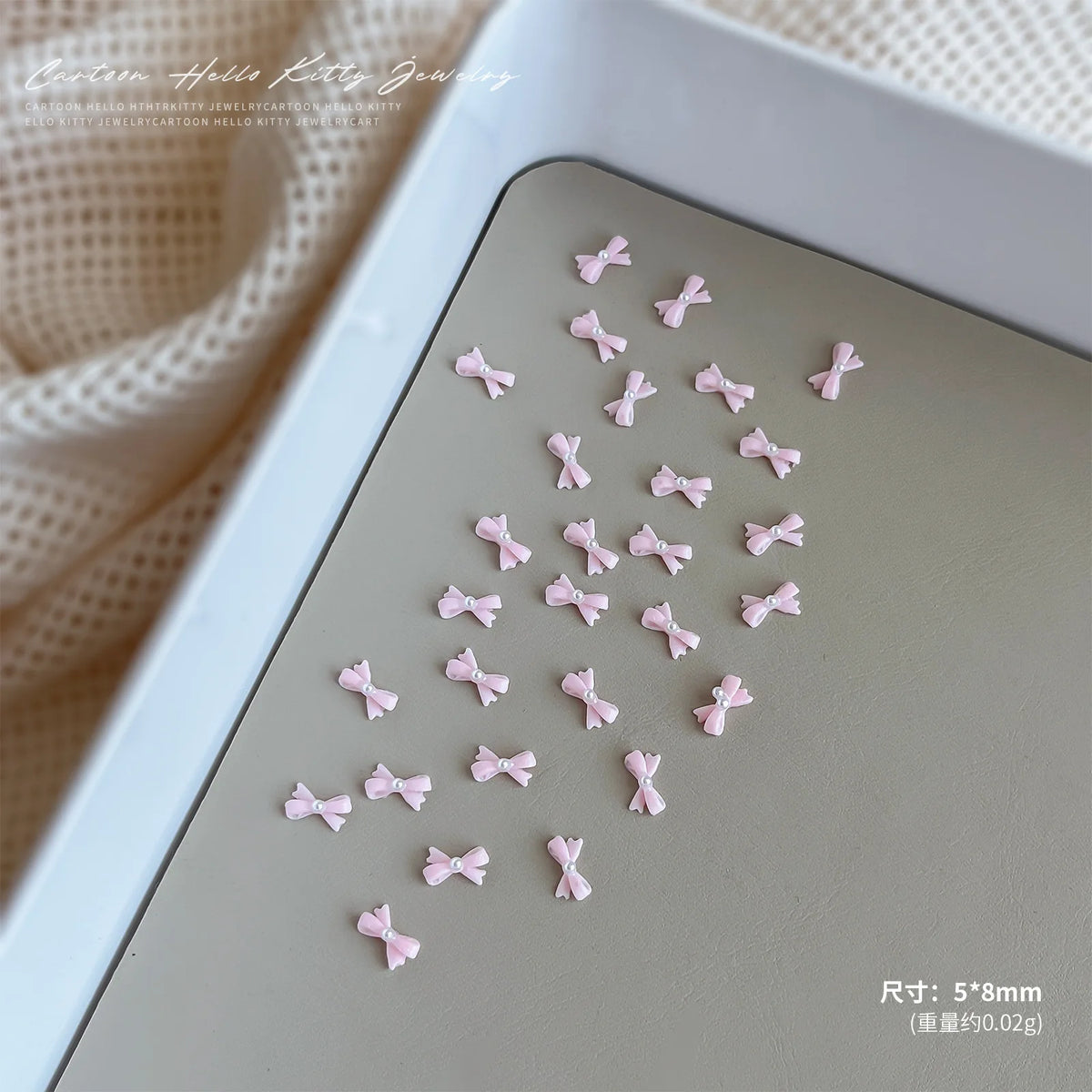 20pcs 3D Bowtie Nail Charms Pearl Bow Rhinestone Nail Art