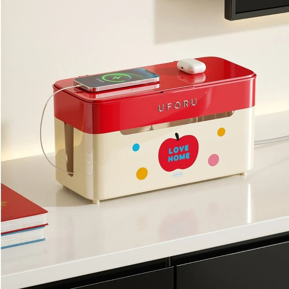 Large Capacity Cable Organizer Box with 360° Swivel Wheels
