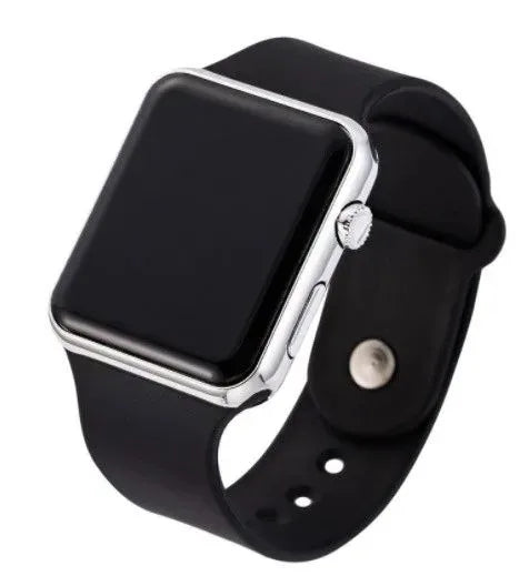 Square LED Digital Sport Watch Unisex – Silicone Strap Silver