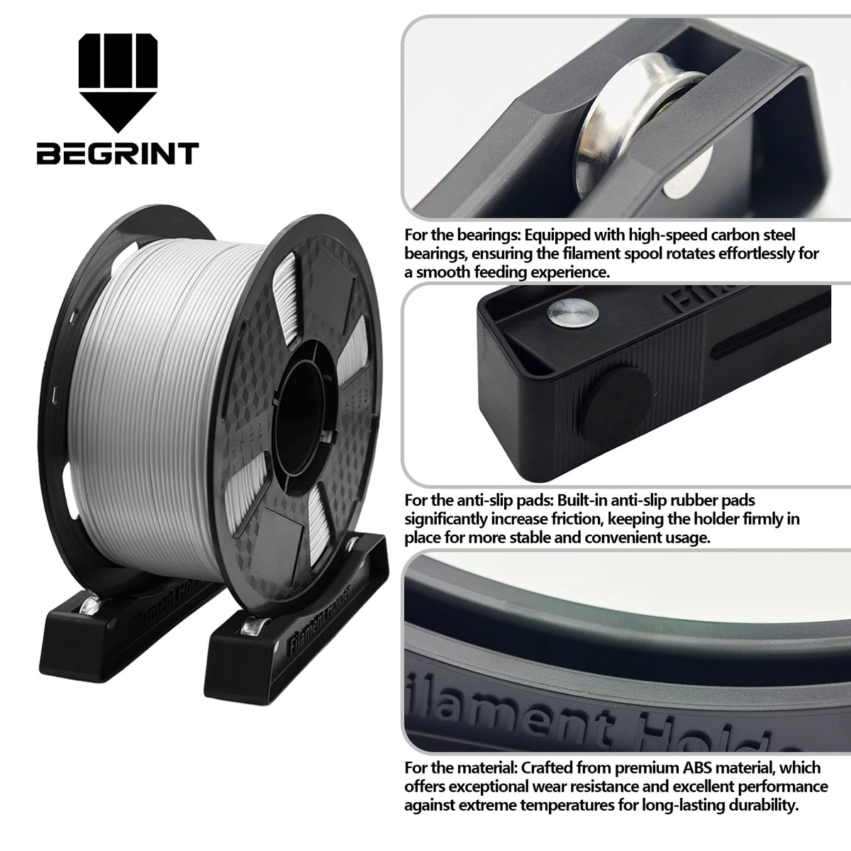 BEGRINT 3D Printer Filament Spool Holder – Bearing Design