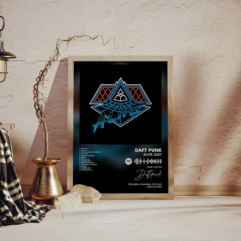 Daft Punk Self-Adhesive Waterproof Art Poster Wall Sticker