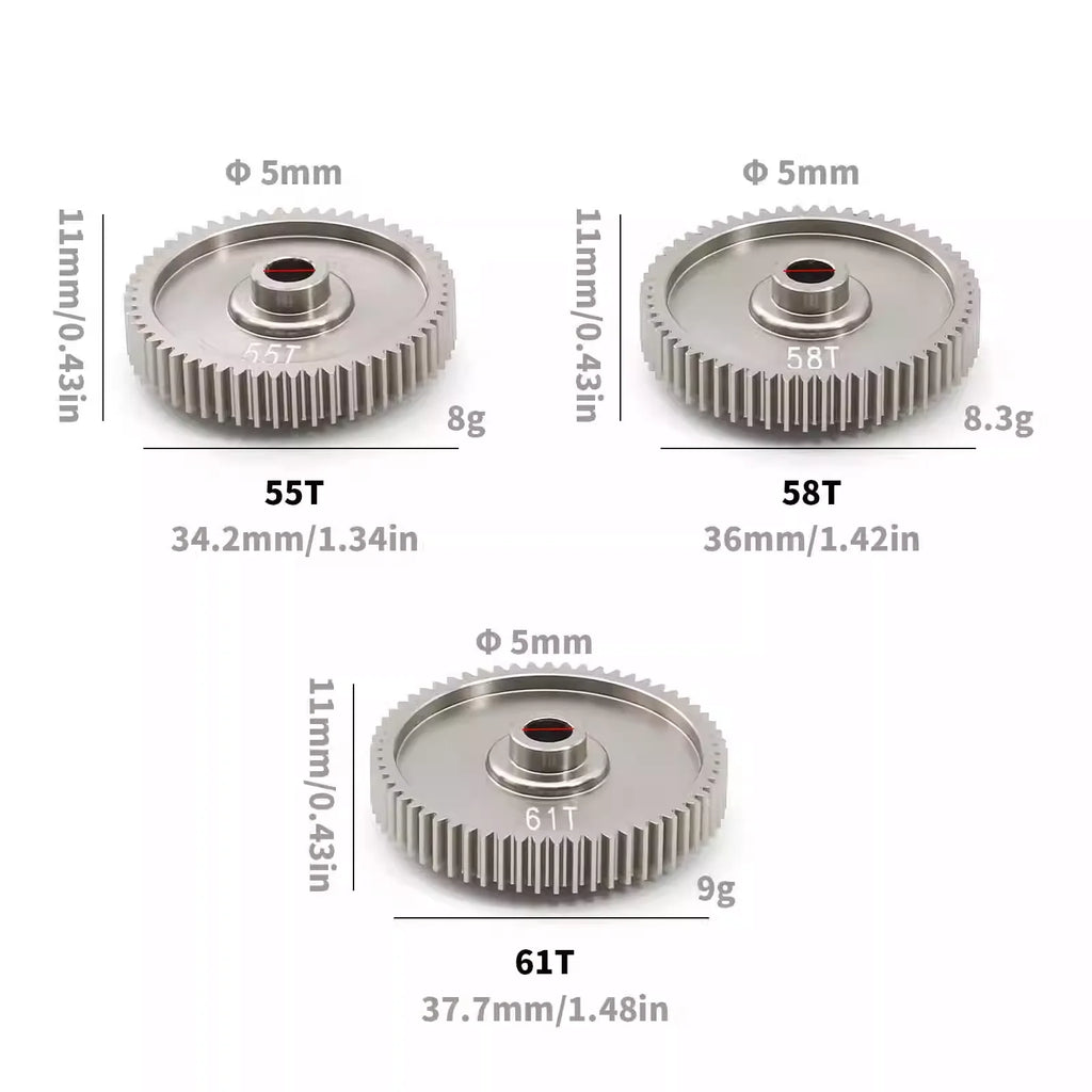55T 58T 61T Alloy Spur Gear Upgrade for Tamiya TT-01 RC Car