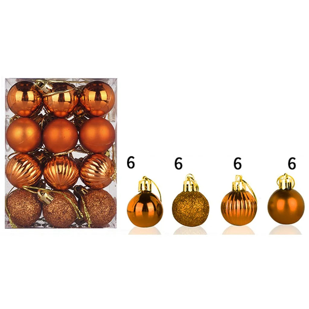 24-Pack 30mm Christmas Ball Baubles Glitter Tree Ornaments