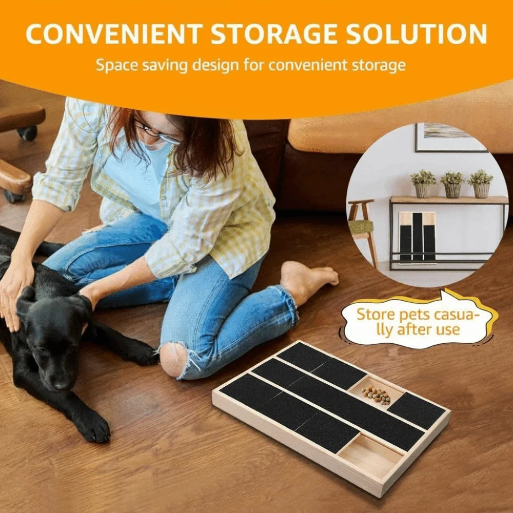 Wooden Dog Nail Scratch Board with Pull-Out Snack Box