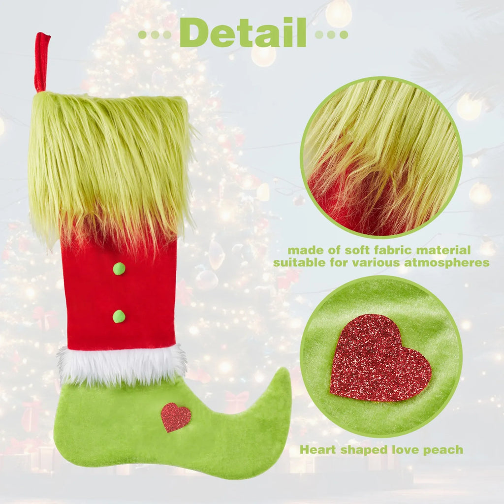 Christmas Elf Knit Stocking Candy Gift Bag & Tree Decor