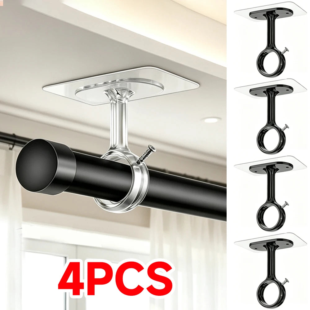 No-Drill Self Adhesive Curtain Rod Brackets – Wall & Ceiling