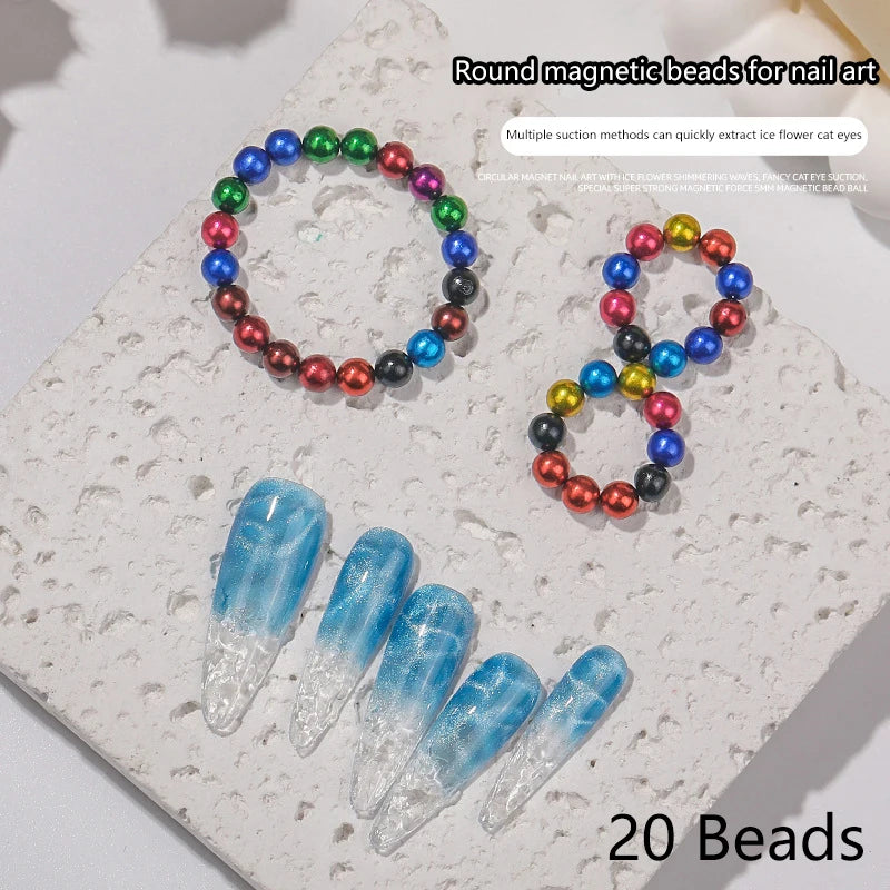 20pc Multicolor Cat Eye Nail Art Magnet Bead Tool Set