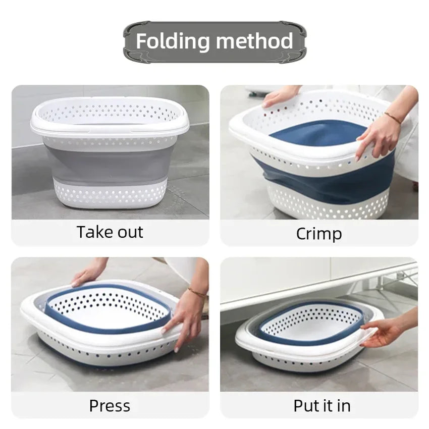 Collapsible Pop-Up Laundry Basket – Large Foldable Plastic Bin