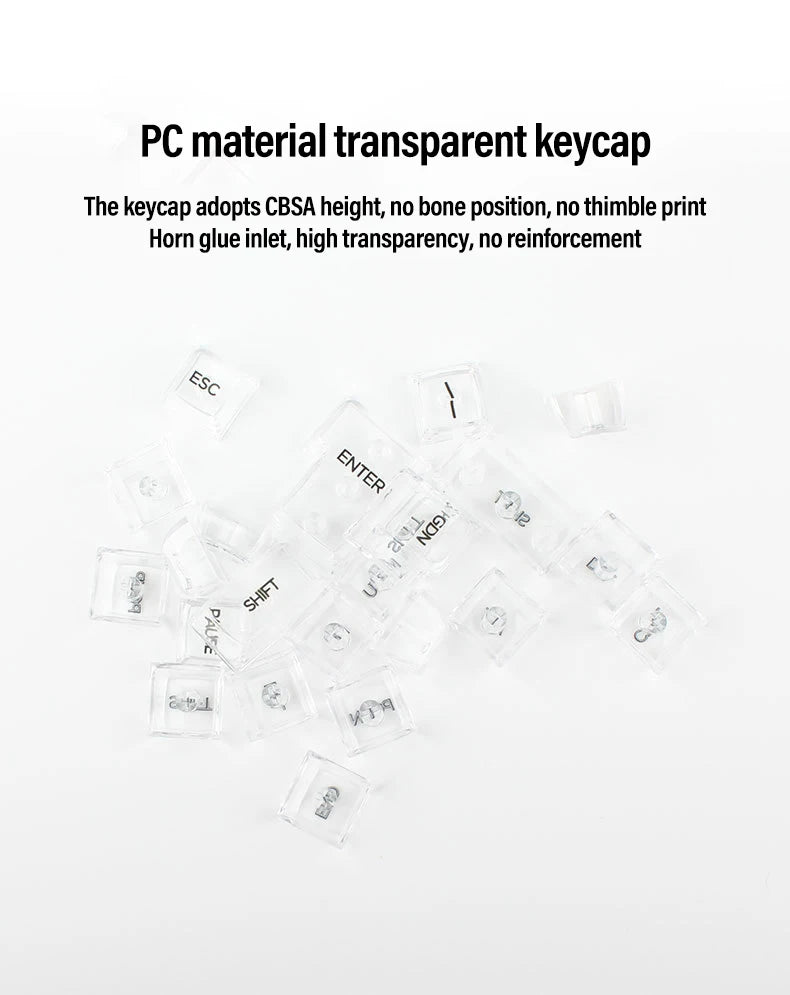 UYIQ 132-Key CBSA Transparent PC Keycaps – Cherry MX Gateron