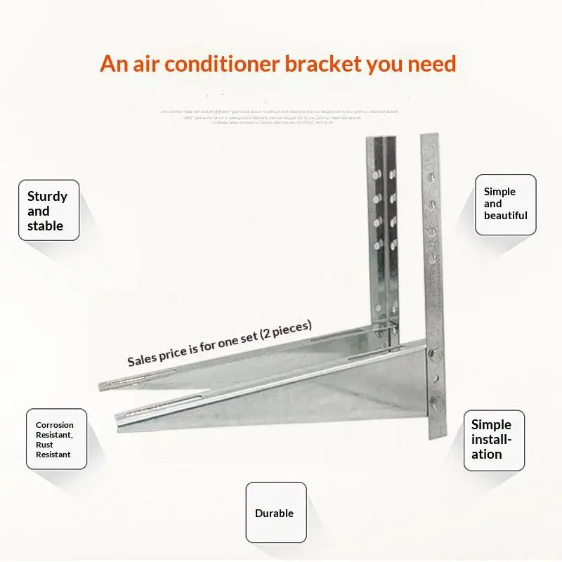 Galvanized Steel AC Wall Mounting Brackets 2-Piece Set