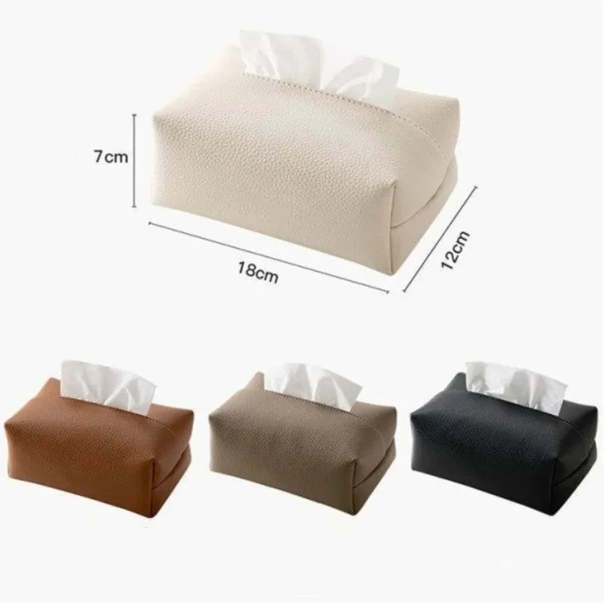 Faux Leather Tissue Box Cover Square Dustproof Napkin Holder
