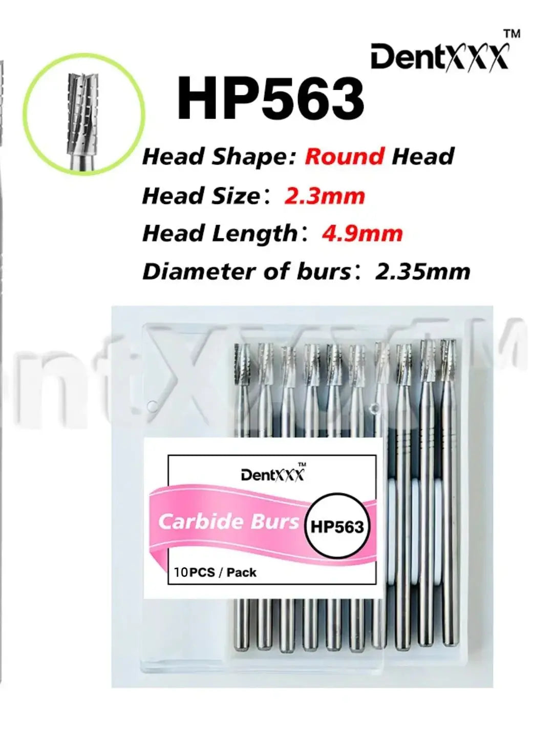 VIBE Tungsten Carbide Drill Bits Round & Fissure HP Shank 1/10Pc