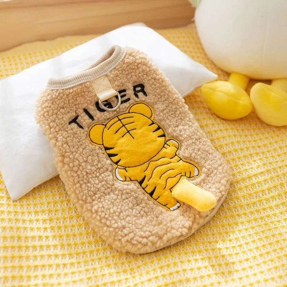 Cartoon Plush Pet Sweater Windproof Jacket for Cats & Dogs