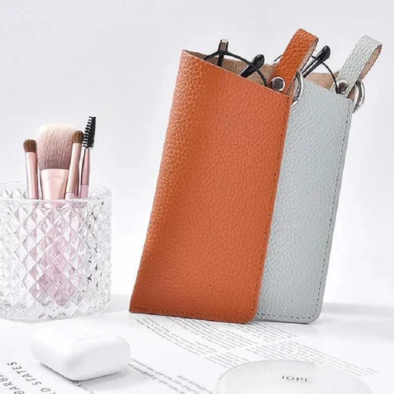 PU Leather Glasses Pouch – Anti-Scratch Sleeve with Key Ring