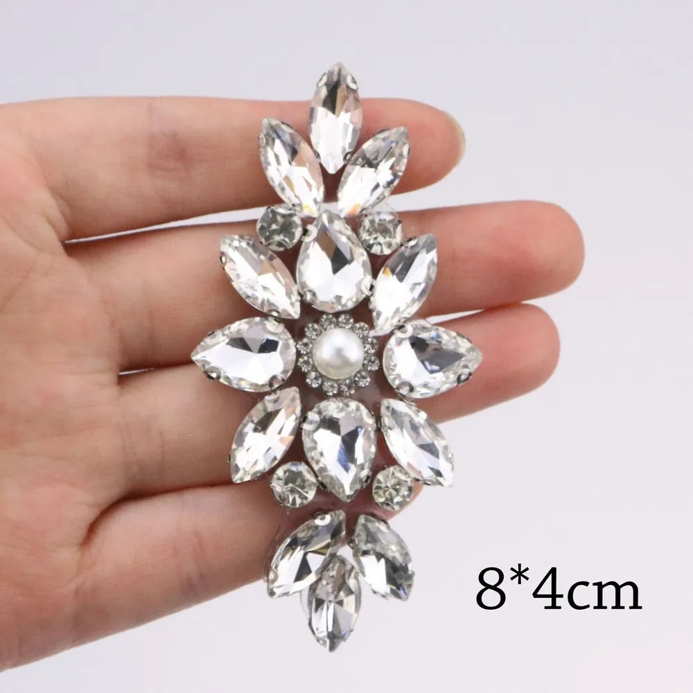 Crystal Rhinestone Beaded Applique Patch – Glue-On Diamond Trim