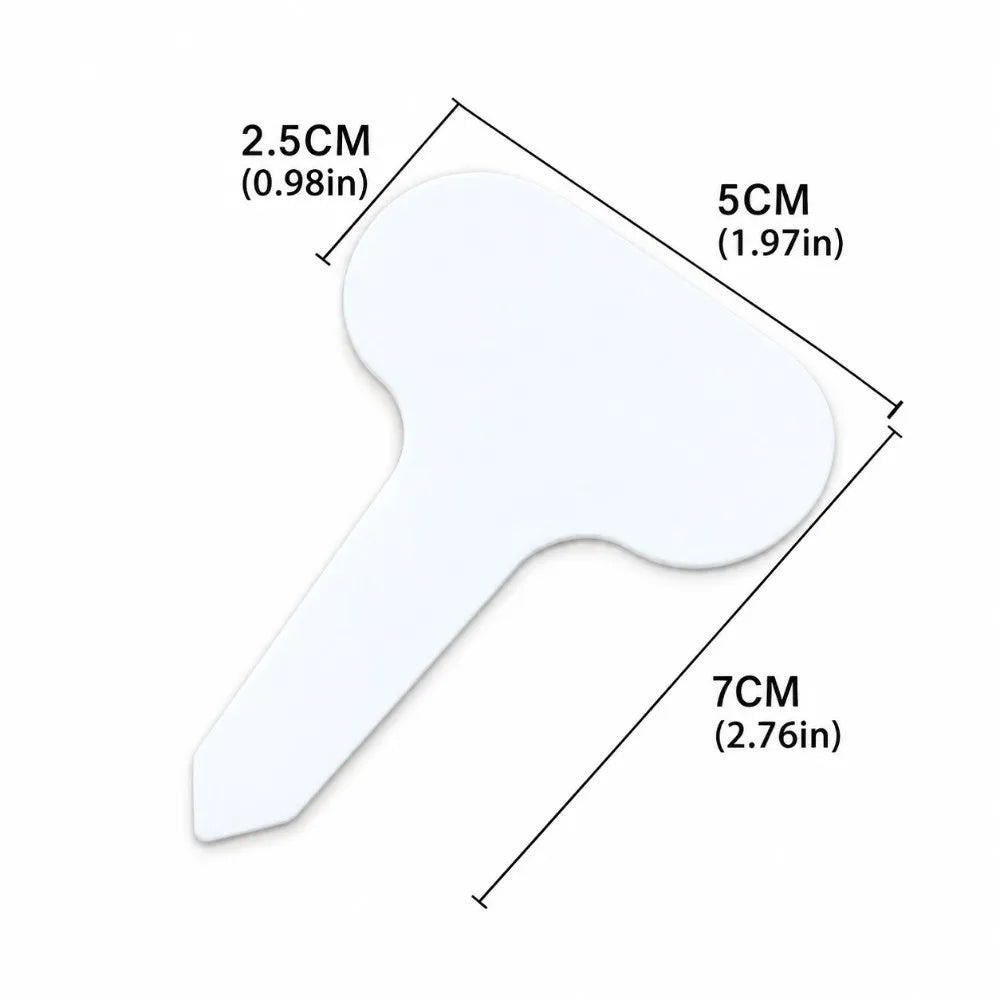 100-Pack White T-Shape Plastic Plant Labels 5x7cm Waterproof