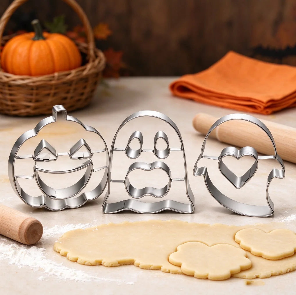 Halloween Cookie Cutter Set – Stainless Steel Pumpkin & Ghost