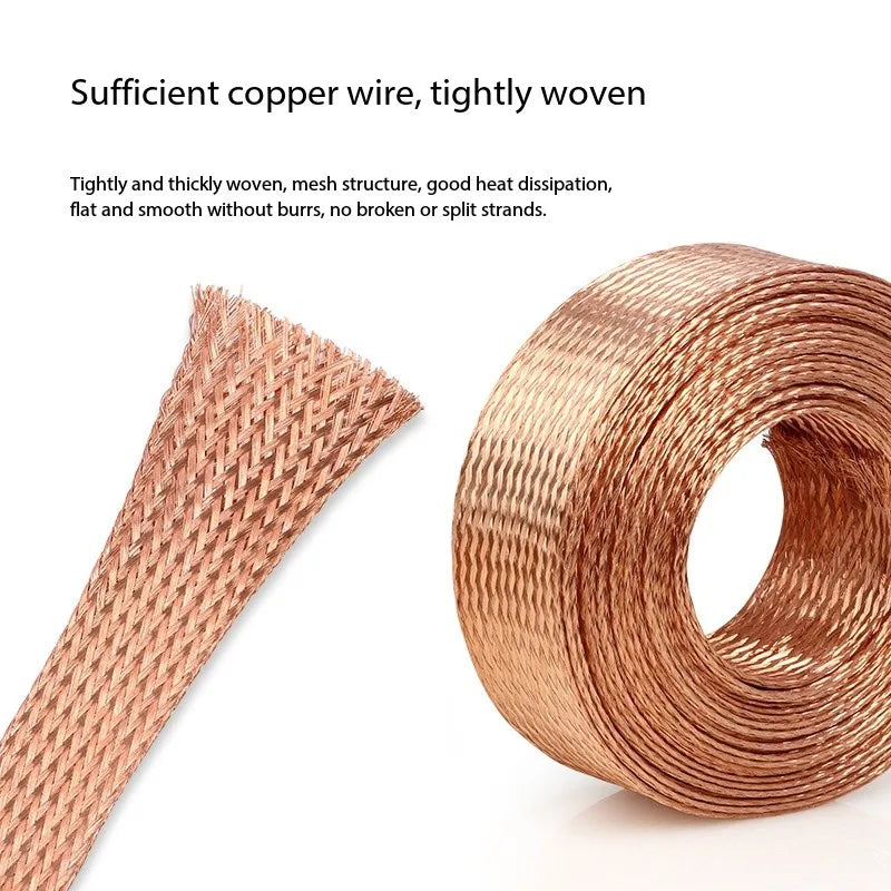 Tinned Copper Braided Expandable Cable Shielding Sleeve 2–28mm