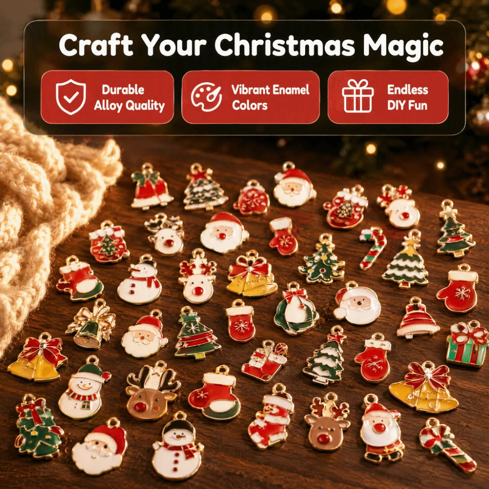 Christmas Enamel Charms Bulk 20/100pcs Alloy Elk DIY Pendants