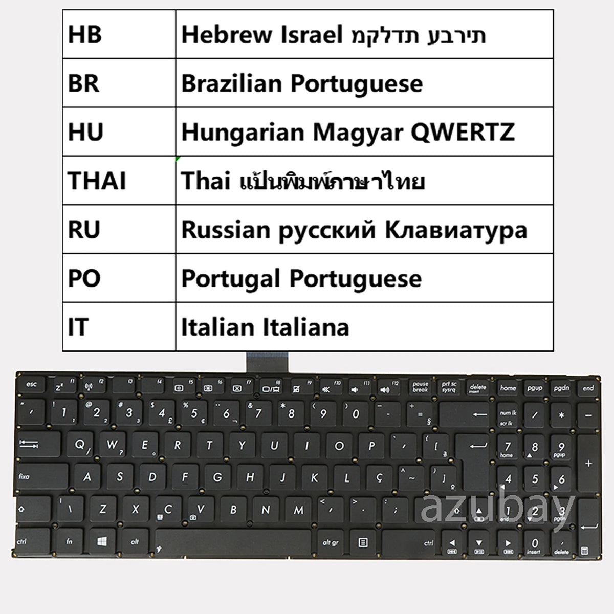 AZUBAY Replacement Keyboard Asus X555 K555L – Multi-Language