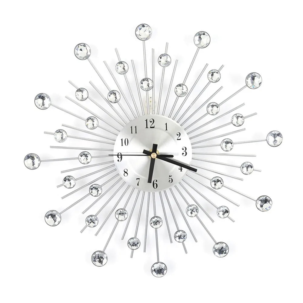 Diamond Rhinestone Metal Wall Clock – Silent Quartz Movement