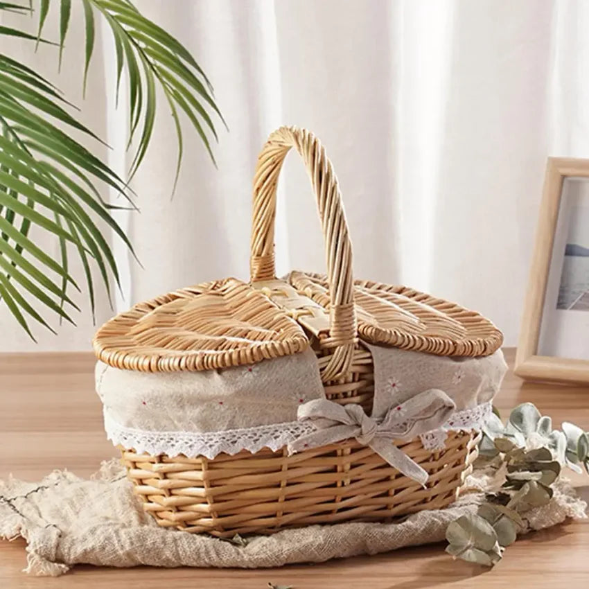 Handmade Wicker Picnic Basket with Handle – Willow Hamper
