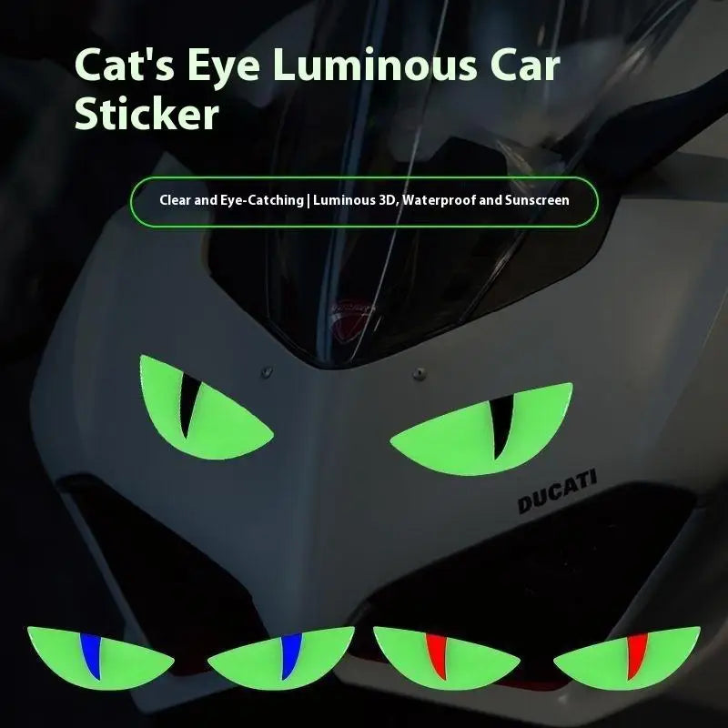 Luminous 3D Demon Cat Eye Motorcycle Headlight Sticker Decal
