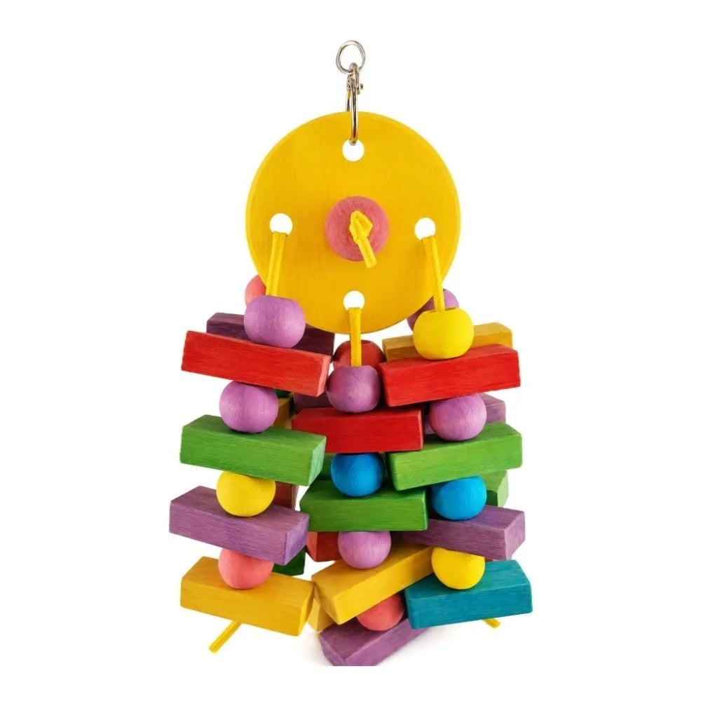 Hanging Wooden Parrot Swing Chew Toy – Bird Block Tearing Toy