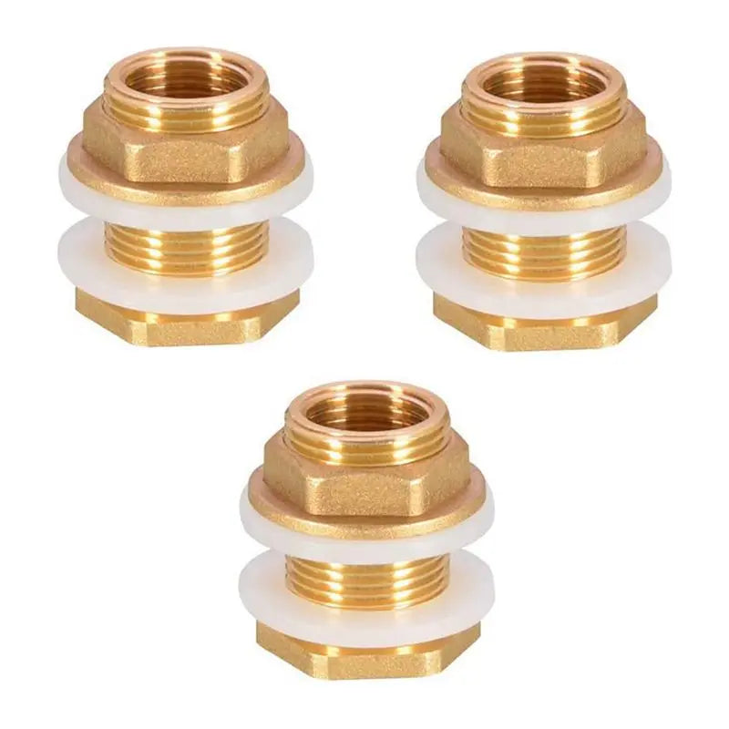 6-Set Solid Brass Bulkhead Fitting 1/2" Female x 3/4" Male
