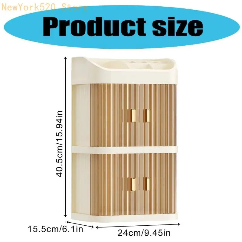 3-Layer Makeup Organizer with Dustproof Cover | Clear Display Case
