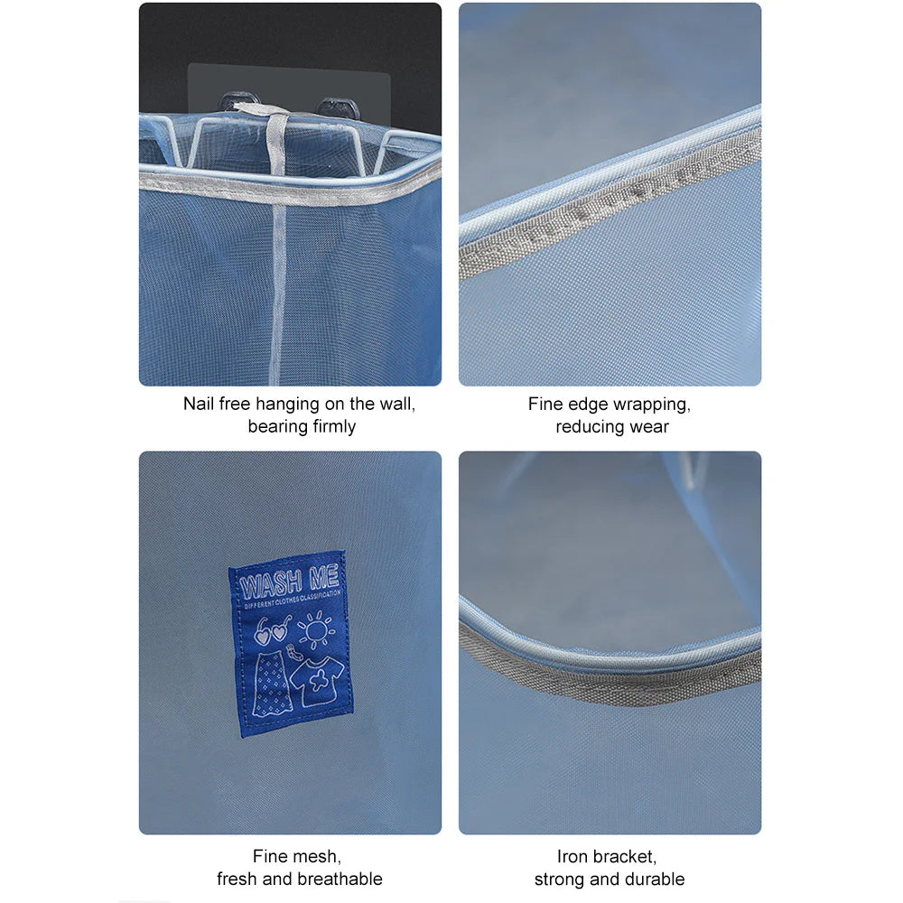 Wall Mounted Laundry Basket – Breathable Mesh Hamper Bag