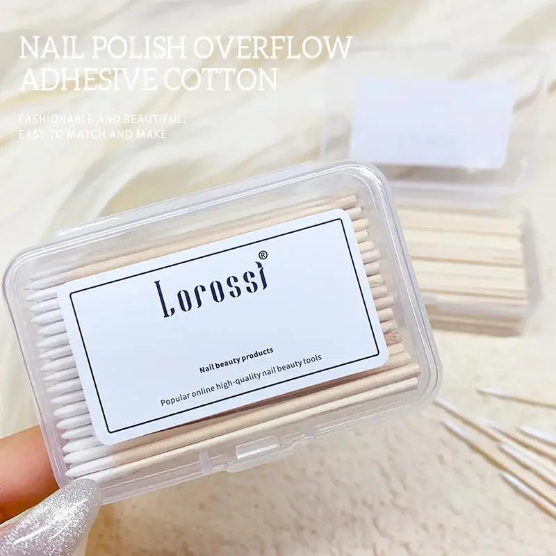 100-Pc Wooden Cotton Swab Sticks – Nail Polish Corrector Tool