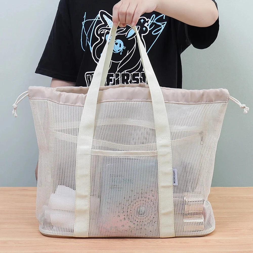 KindFuny Mesh Beach Bag – Drainage Tote Shoulder Bag